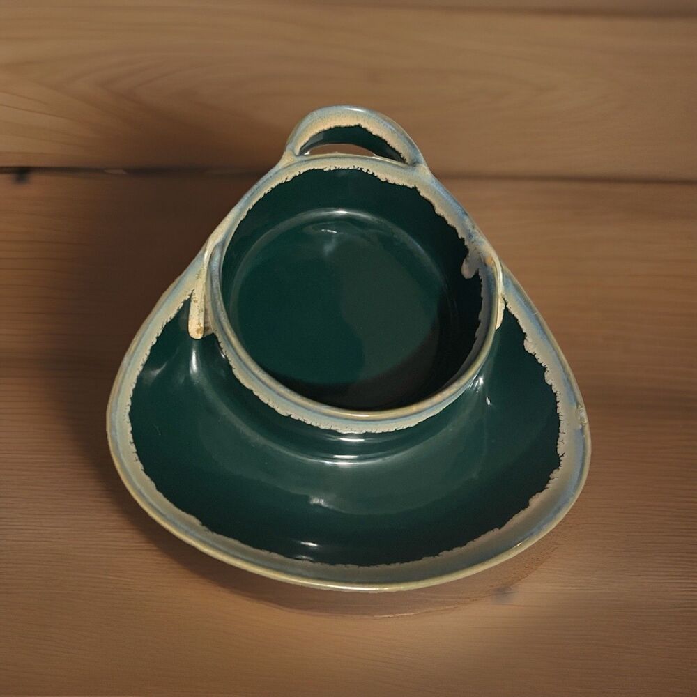 LTD Commodities Stoneware Drip Glaze Soup Cracker Bowl Chip Dip Dish; green